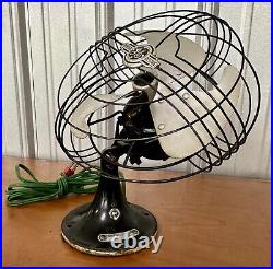 Antique GE General Electric Vortalex Metal Cage Oscillating Desk Fan Gatsby Deco