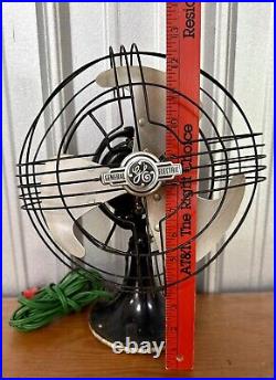 Antique GE General Electric Vortalex Metal Cage Oscillating Desk Fan Gatsby Deco