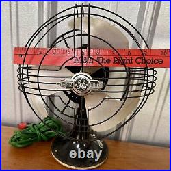 Antique GE General Electric Vortalex Metal Cage Oscillating Desk Fan Gatsby Deco