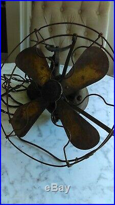 Antique GE General Electric Whiz brass blade fan for parts or restoration cage