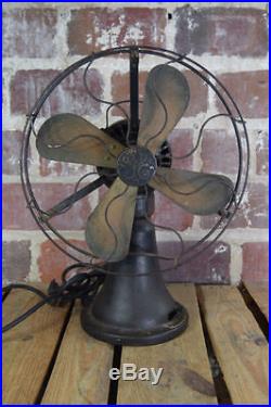 Antique GE Nickel Coin Operated Electric Hotel Taxi Fan Brass Blades WORKS
