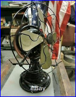 Antique GE Whiz 4 Brass Blade Fan, Wire Cage, 9, Original, General Electric (V)