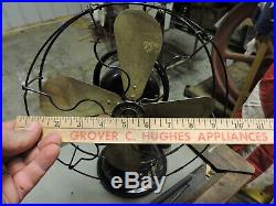 Antique GE Whiz 4 Brass Blade Fan, Wire Cage, 9, Original, General Electric (V)