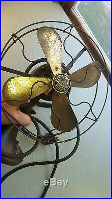Antique GE Whiz Electric Oscillating 9 Brass Blade Fan Working Condition NICE