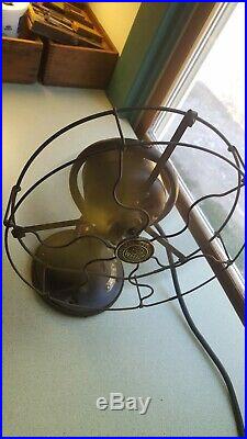 Antique GE Whiz Electric Oscillating 9 Brass Blade Fan Working Condition NICE