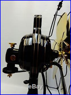 Antique GE brass 6 blade fan oscillating 2 star vintage 1916 painted pinstripe