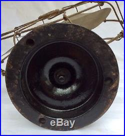 Antique GE brass blade/cage PANCAKE MOTOR old Edison-eraGENERAL ELECTRIC FAN