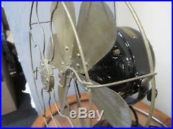 Antique Ge 12 Inch 3 Speed Working Fan Model #752182 Brass Blades & Cage