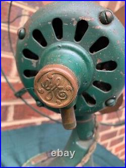 Antique Ge Electric Cast Iron Fan 3 Speed 4 Blades 17 Tall 13 Cage Works