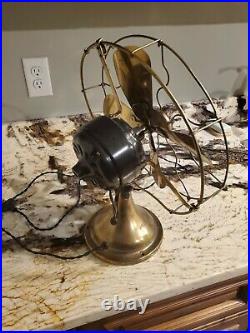 Antique Ge Fan 12 brass vintage cast works great