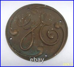 Antique Ge Industrial Fan Badge Plaque Brass Color 4.5 Round