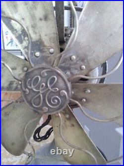 Antique General Electric 12 Star Oscillating Fan 6 Brass Blades and Guard 78777
