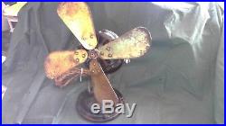 Antique General Electric Alternating Current Fan 1901 Brass Blades 12 Runs