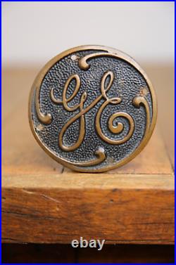 Antique General Electric Brass Badge GE Emblem industrial Fan plaque sign RARE