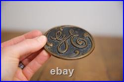 Antique General Electric Brass Badge GE Emblem industrial Fan plaque sign RARE