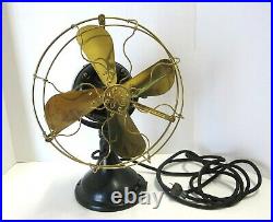 Antique General Electric Cast Iron, Brass Blade & Brass Cage Fan Works
