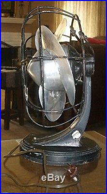 Antique General Electric Fan Very Art Deco with torpedo like nose on blade Works