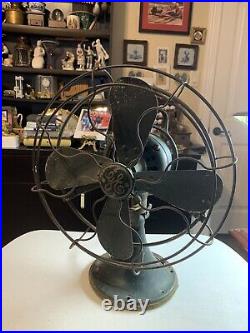 Antique General Electric Form ANI Cat 75423 3 Speed Oscillating Desk Fan