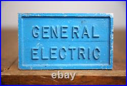 Antique General Electric GE Emblem industrial Fan plaque sign Cast Metal Vintage