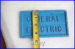 Antique General Electric GE Emblem industrial Fan plaque sign Cast Metal Vintage