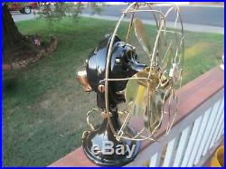 Antique General Electric GE KIDNEY Oscillating Fan 12 brass blades CAGE