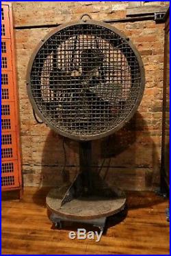 Antique General Electric Industrial Cage Floor Fan Huge 23 Blades Steampunk VTG