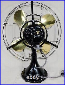 Antique General Electric Oscillating Fan. Just Reworked. Brass Blades. 3 Speeds