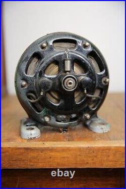 Antique Holtzer Cabot industrial pancake utility electric motor brass tag fan