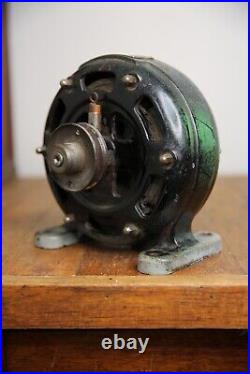 Antique Holtzer Cabot industrial pancake utility electric motor brass tag fan