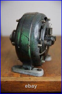 Antique Holtzer Cabot industrial pancake utility electric motor brass tag fan