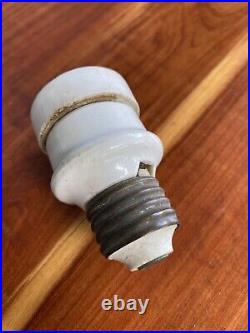 Antique Hubbell Electric Porcelain Screw In Electric Plug Early Brass Fan Part