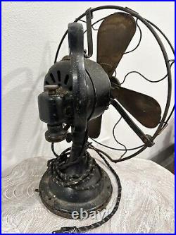 Antique Hunter Century Electric Oscillating Desk Fan Brass Blades Working 1900's