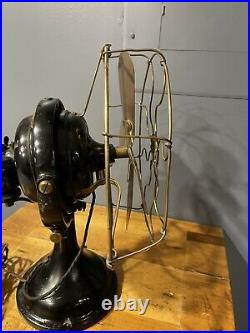 Antique Hunter Electric Fan 12 Brass Blades & Cage Kidney Oscillator