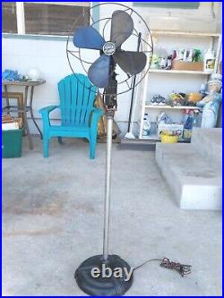 Antique Hunter Floor Pole Oscillating Fan Art Deco Cast Iron Base? CLEAN? NICE