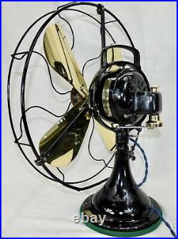 Antique Hunter/GE Fan. Solid Brass Blades, Cast Iron, Just Reworked. Early 1920s
