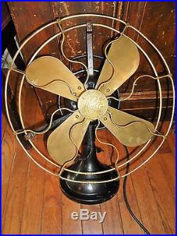 Antique Hunter Model 128345 Electric Fan with Brass Blades & Guard plus Supports