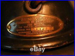 Antique MENOMINEE Ball Clam-shell Motor Fan 8 Part NO BLADE, CAGE or BADGE 1918