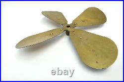 Antique Old Brass 12 Unknown Maker Oscillating Fan Replacement Part 4 Blade