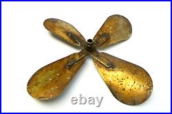 Antique Old Brass 12 Unknown Maker Oscillating Fan Replacement Part 4 Blade