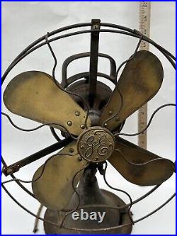 Antique Old General Electric GE Type AOU 4 Brass Blade Oscillating Desk Fan