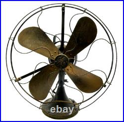 Antique Old General Electric GE Type AOU 4 Brass Blade Oscillating Desk Fan 16