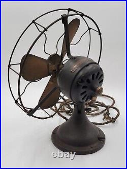 Antique Old General Electric GE Type AVV 4 Brass Blade Oscillating Desk Fan