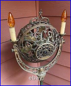 Antique Ornate Nouveau 1920's Victor Luminaire Electric Floor Fan Lamp