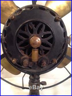 Antique PanCake Model G. E. Alternating Current Electric Fan Brass Blades C 1901