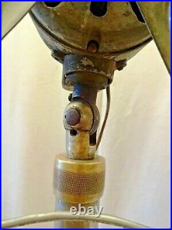 Antique Pedestal Electric Floor Fan Art Deco Style Cast Iron Brass Emco Austria