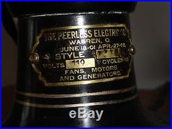 Antique Peerless/Colonial FFI-8 Front Oscillator Electric Fan- Circa 1912