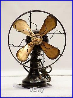 Antique Peerless Electric 10 Brass Blade Desk Fan 260526