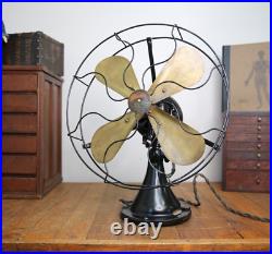 Antique Peerless Front Oscillating Electric Fan Motor 16 brass blade industrial