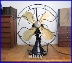 Antique Peerless Front Oscillating Electric Fan Motor 16 brass blade industrial