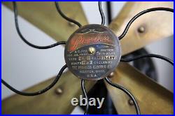 Antique Peerless Front Oscillating Electric Fan Motor 16 brass blade industrial